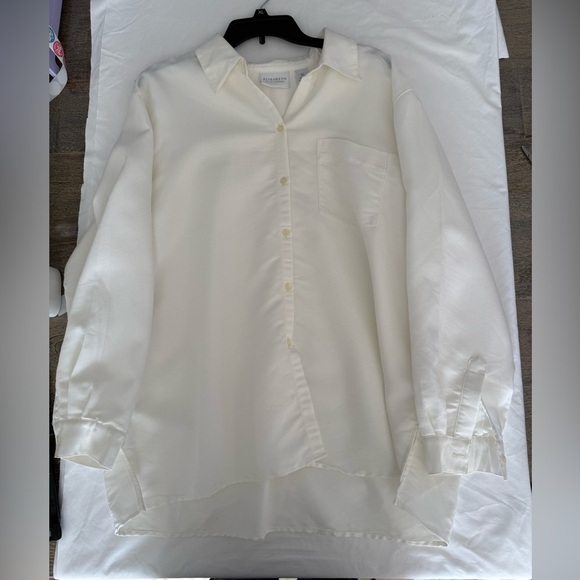 Liz Claiborne Cream-colored, long-sleeved button-down blouse, size 2X - Picture 3 of 10
